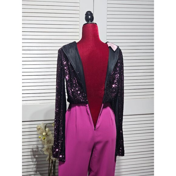 Giovanna Nicolai Women's Purple Sequin Embellished Long Sleeve Rumper Sz M 3155 - Picture 10 of 13